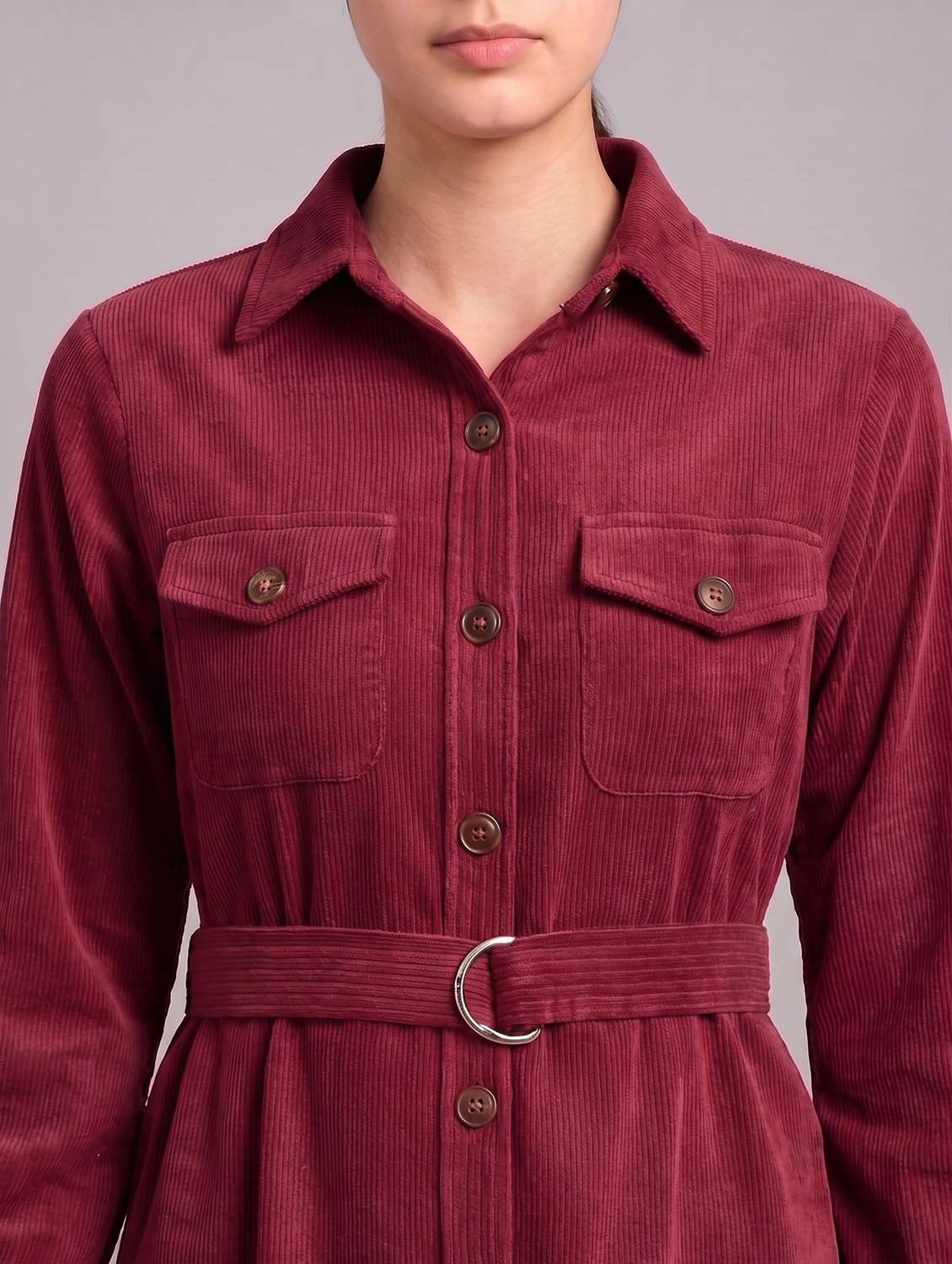 Women Solid Long Sleeves Shirt Dress - 22730924 -  Standard Image - 1