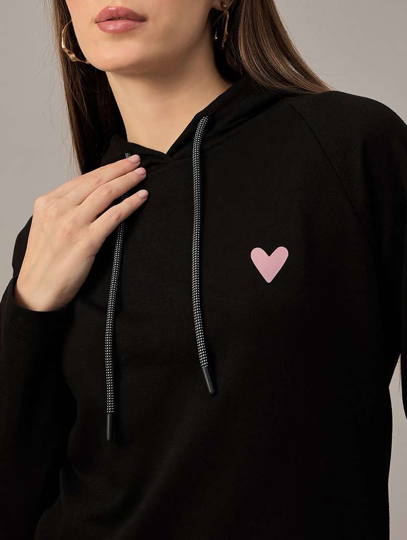 Women Solid Long Sleeves Hooded Sweatshirt - 22731453 -  Standard Image - 1
