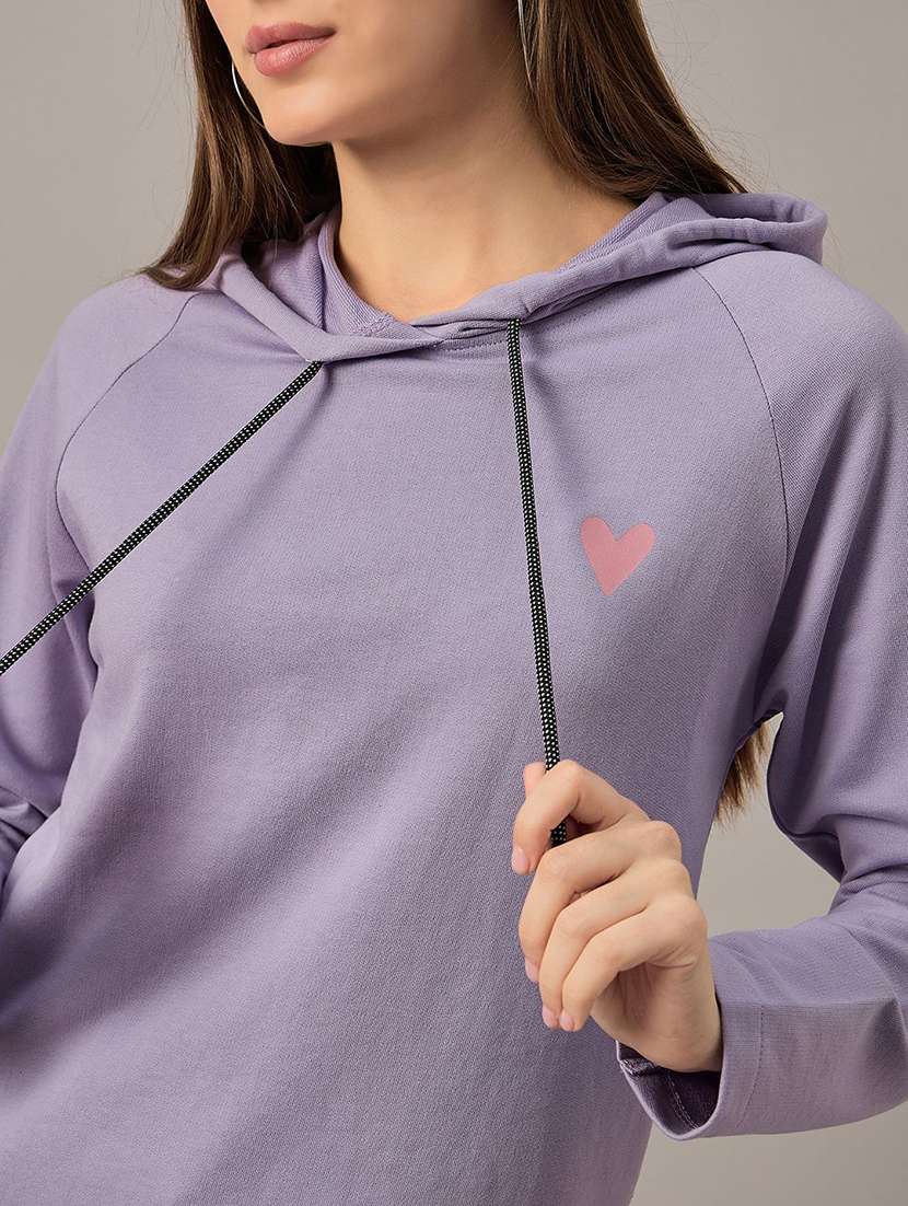 Women Solid Long Sleeves Hooded Sweatshirt - 22731454 -  Standard Image - 1