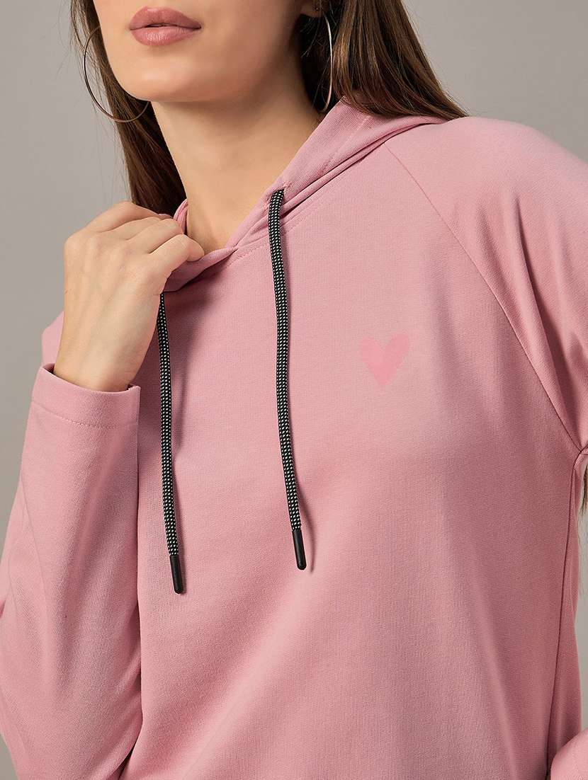 Women Solid Long Sleeves Hooded Sweatshirt - 22731455 -  Standard Image - 1