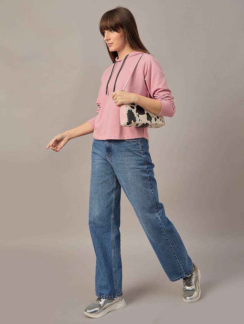 Women Solid Long Sleeves Hooded Sweatshirt - 22731455 -  Standard Image - 4