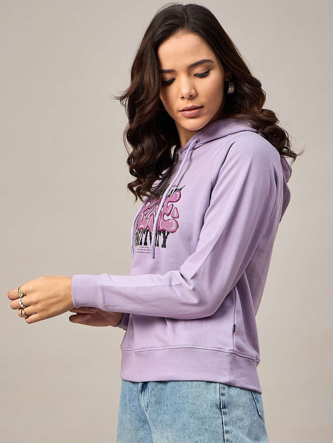 Women Printed Long Sleeves Hooded Sweatshirt - 22731467 -  Standard Image - 1