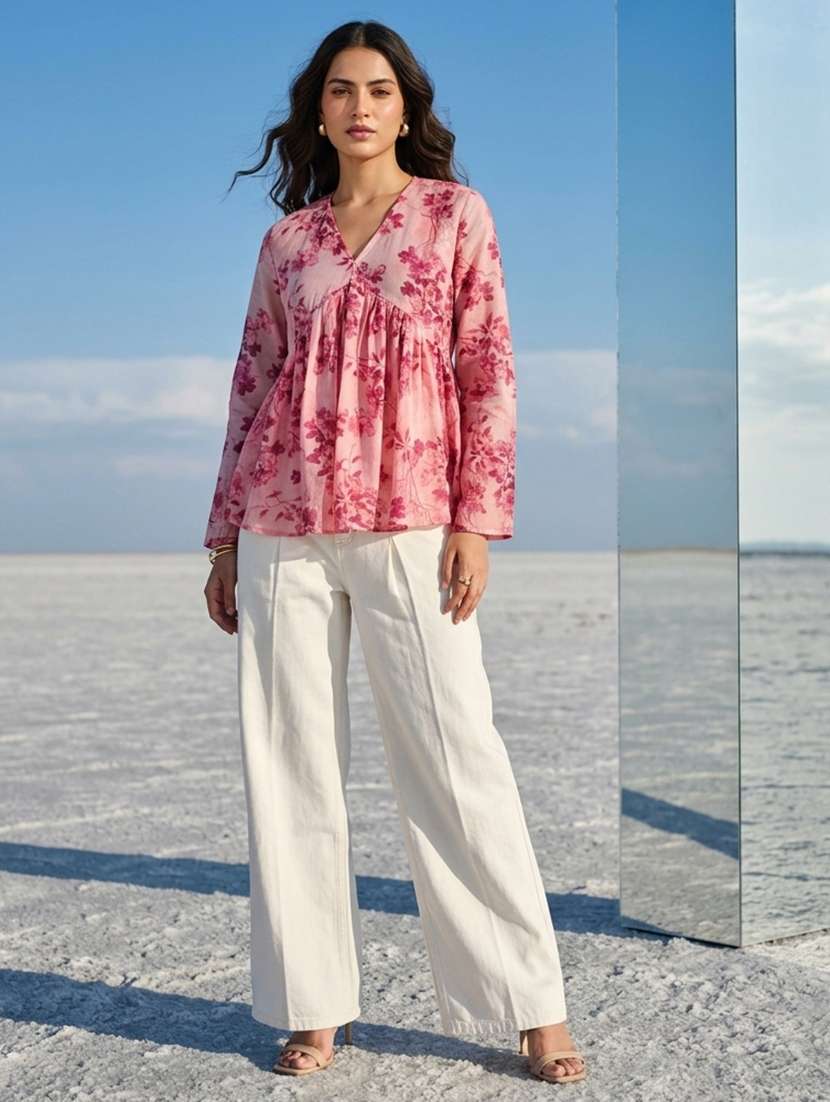 Pink Rayon Regular Top - 22731516 -  Standard Image - 4