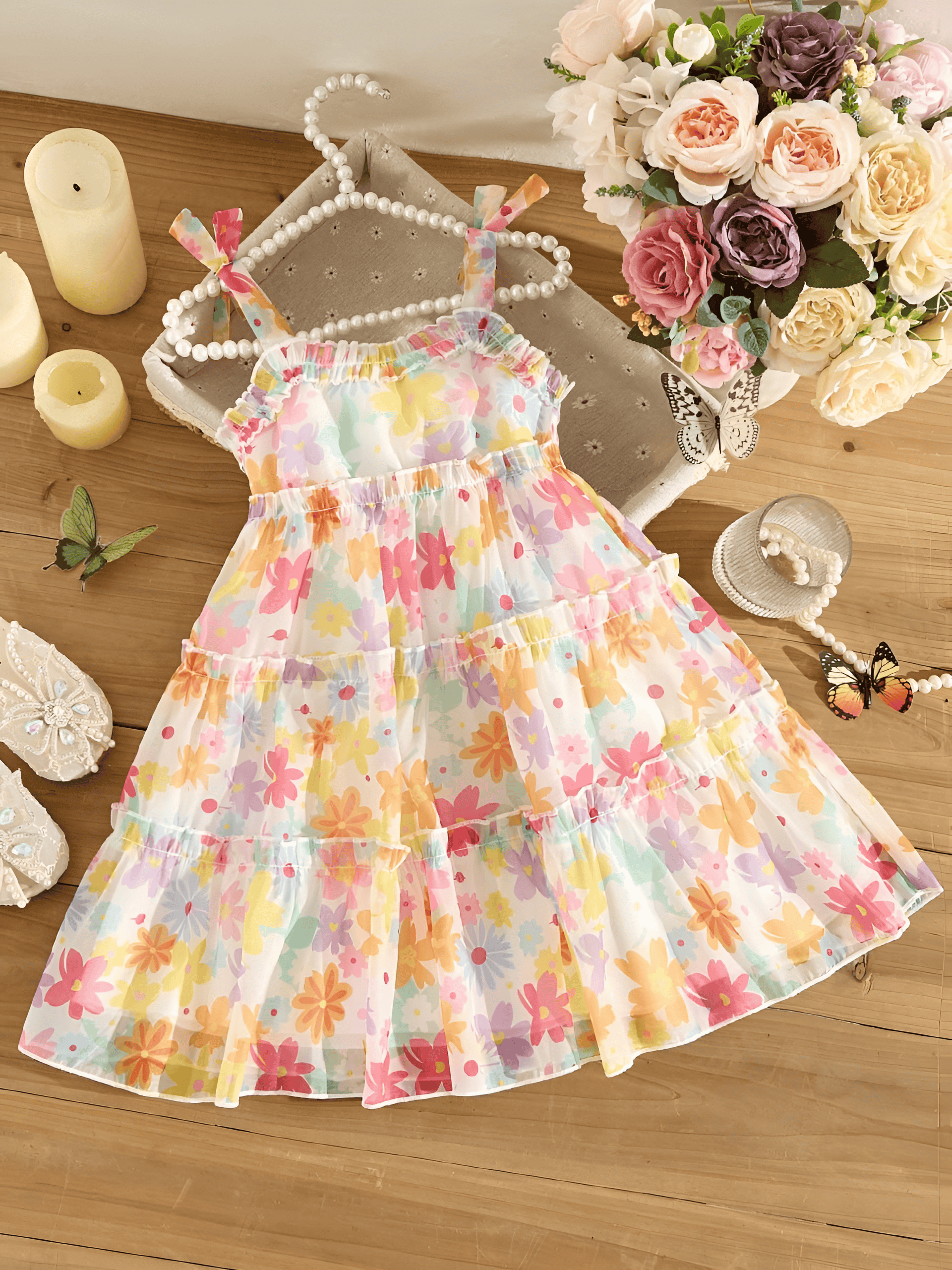 Girl Printed Sleeveless Tiered Frock - 22731537 -  Standard Image - 4