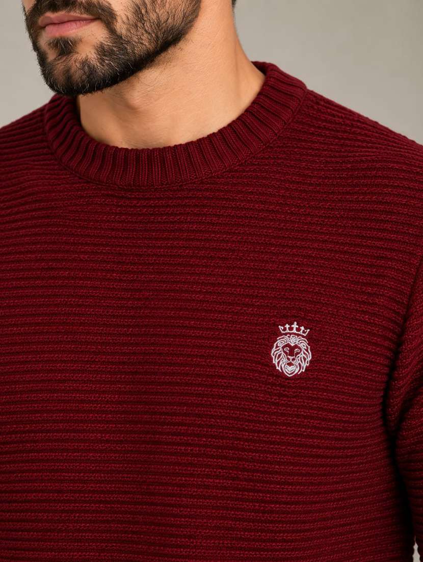 Men Self Design Long Sleeve Regular Fit Pullover - 22731559 -  Standard Image - 1