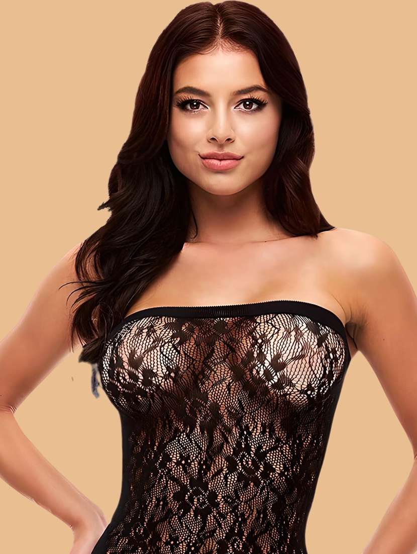 Women Self Design Off Shoulder Babydoll Set - 22731735 -  Standard Image - 1