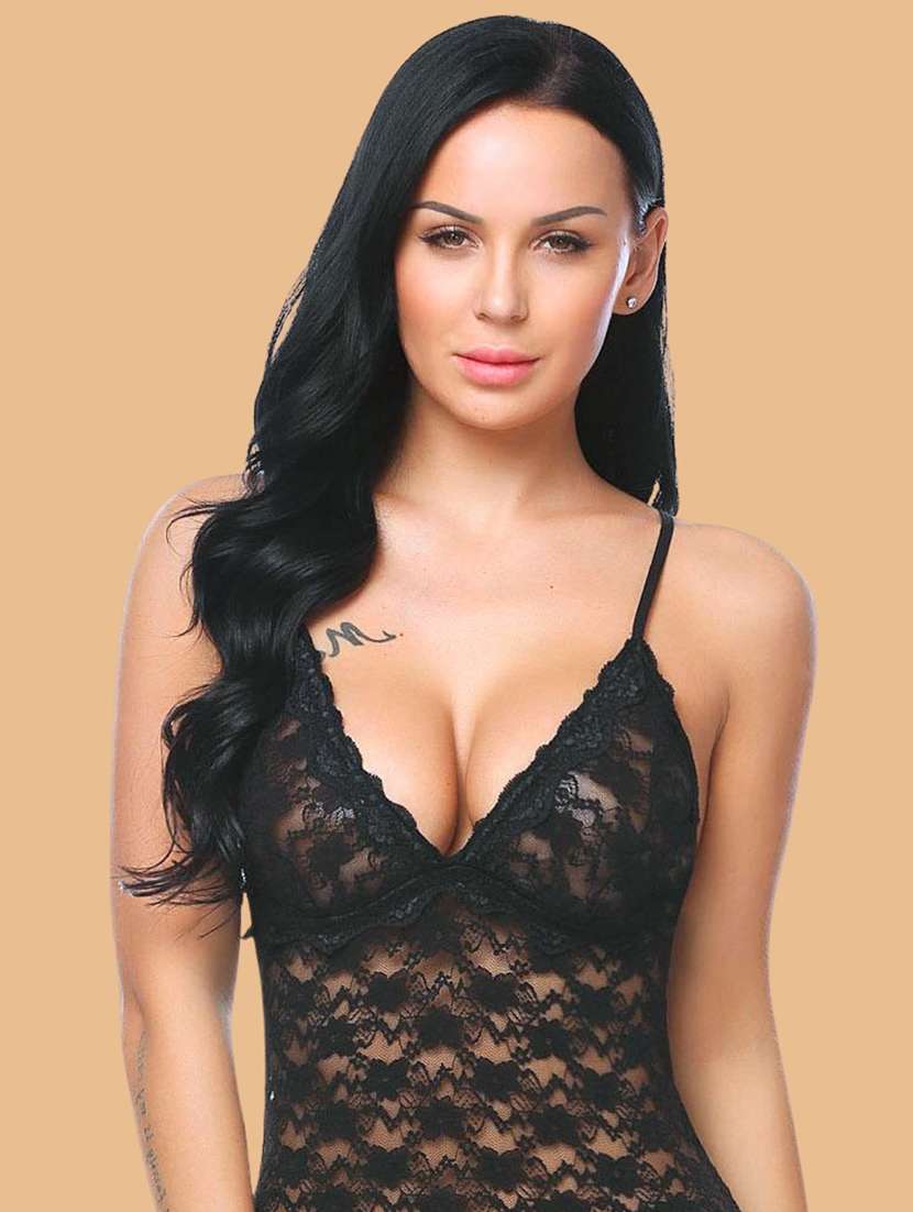 Women Self Design V Neck Babydoll Set - 22731755 -  Standard Image - 1