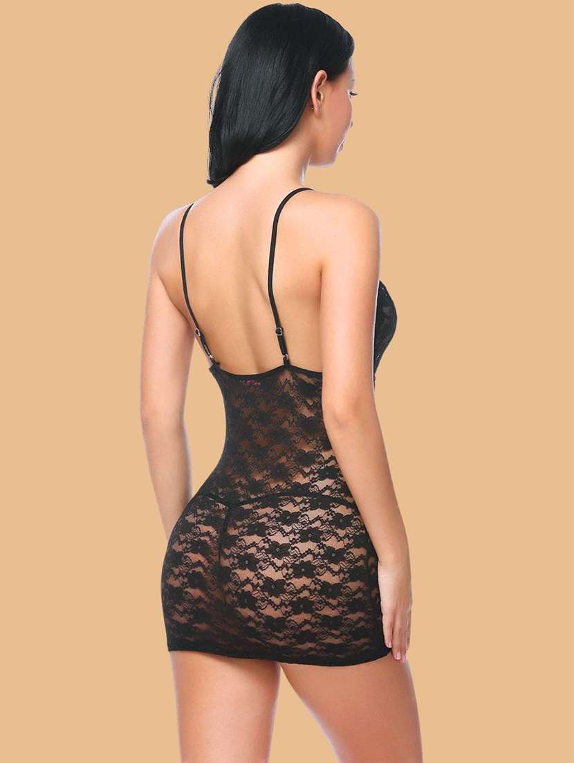 Women Self Design V Neck Babydoll Set - 22731755 -  Standard Image - 4
