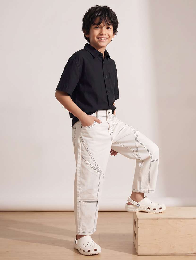 Boys Solid Mid Rise Straight Jeans - 22732449 -  Standard Image - 4