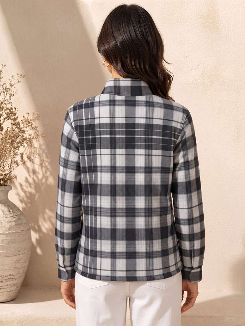 Women Checkered Long Sleeve Regular Fit Shacket - 22732668 -  Standard Image - 1