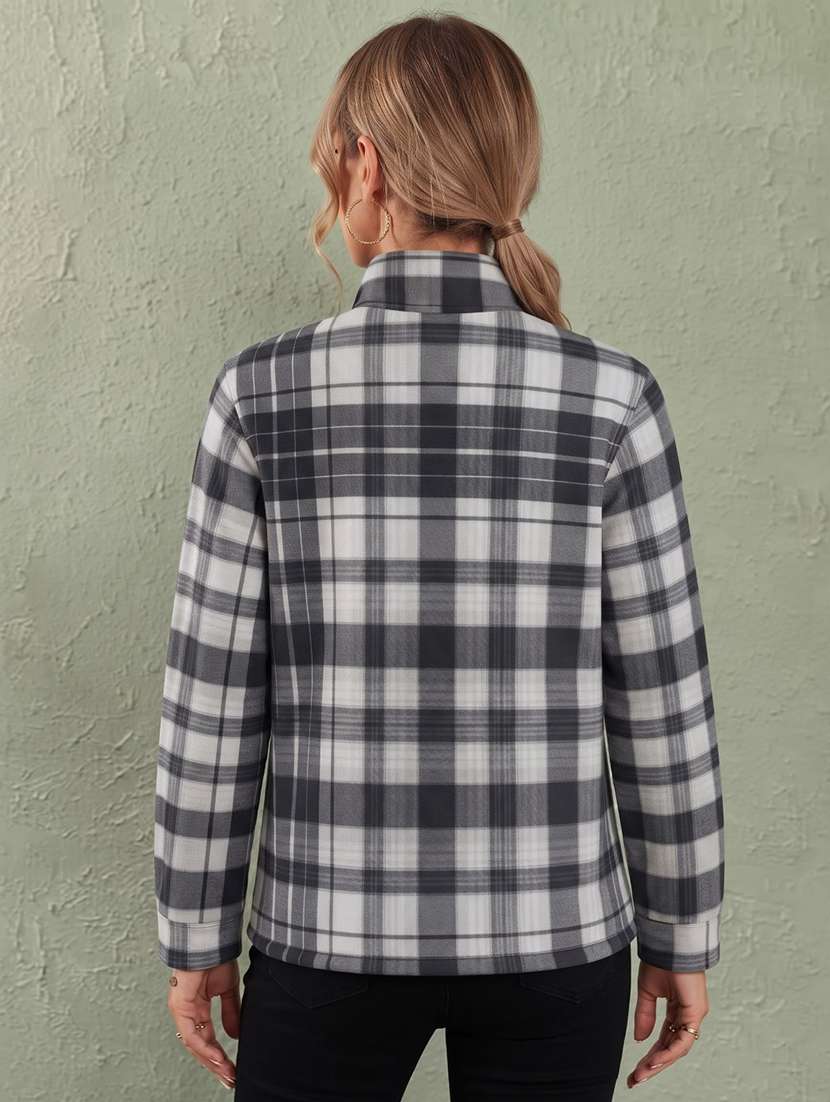 Women Checkered Long Sleeve Regular Fit Shacket - 22732669 -  Standard Image - 1