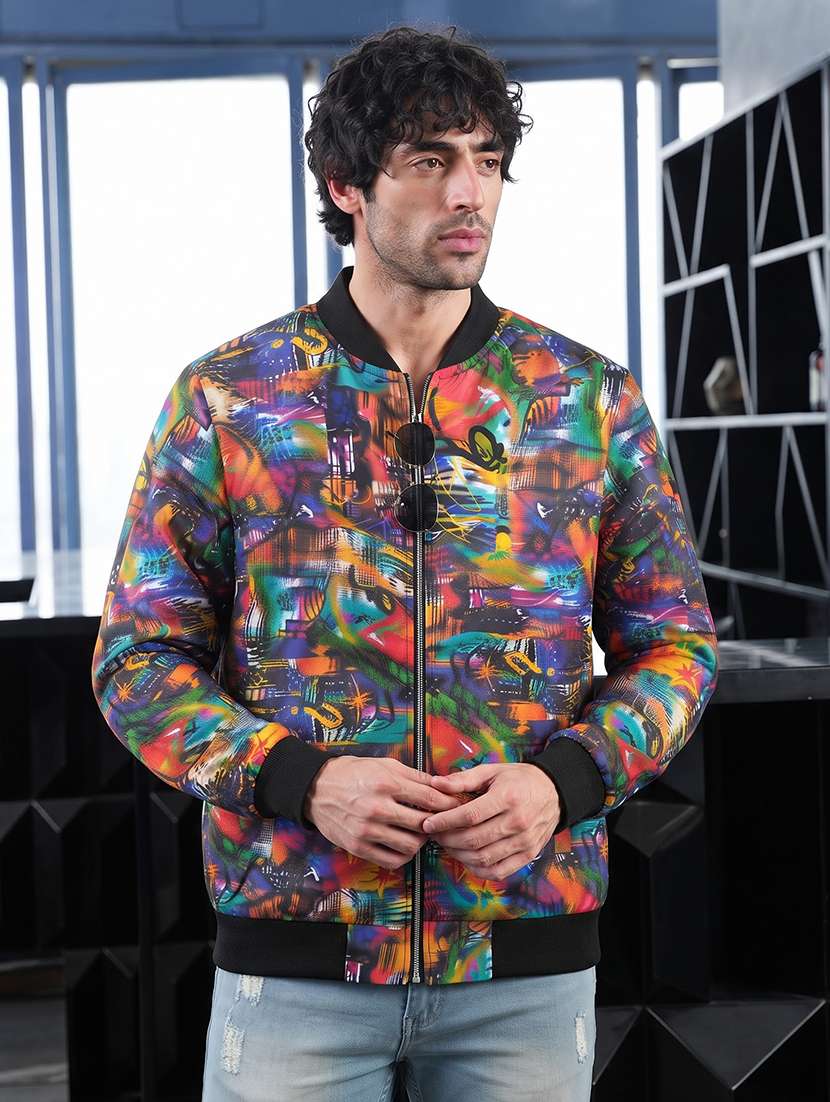 Men Printed Long Sleeve Lightweight Bomber Jacket - 22733591 -  Standard Image - 1