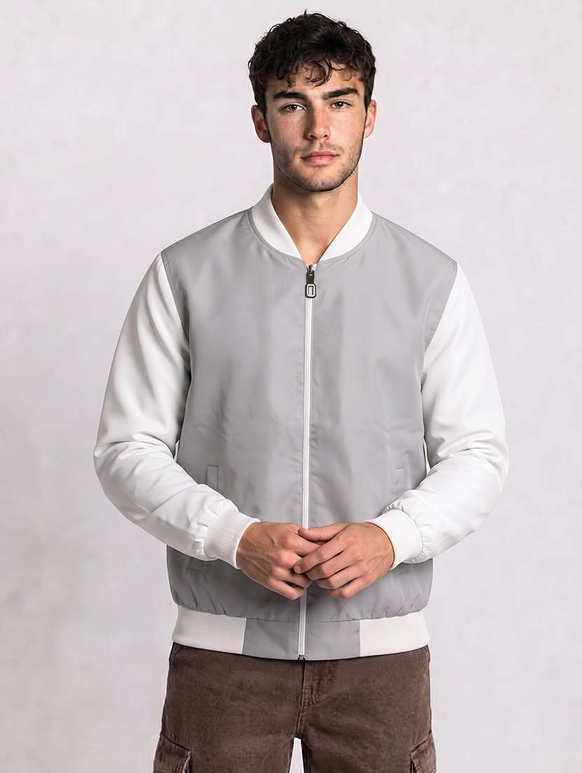 Men Color Block Long Sleeve Lightweight Bomber Jacket - 22733610 -  Standard Image - 1