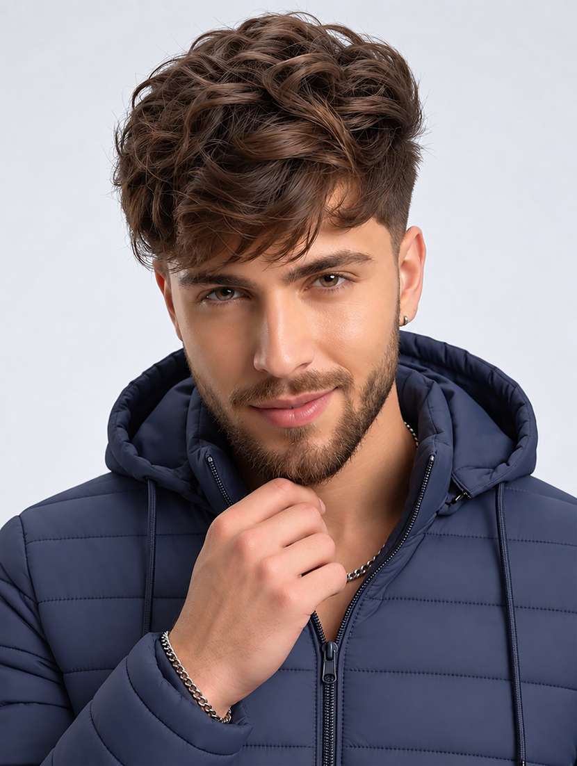 Men Solid Long Sleeve Puffer Jacket - 22733722 -  Standard Image - 1