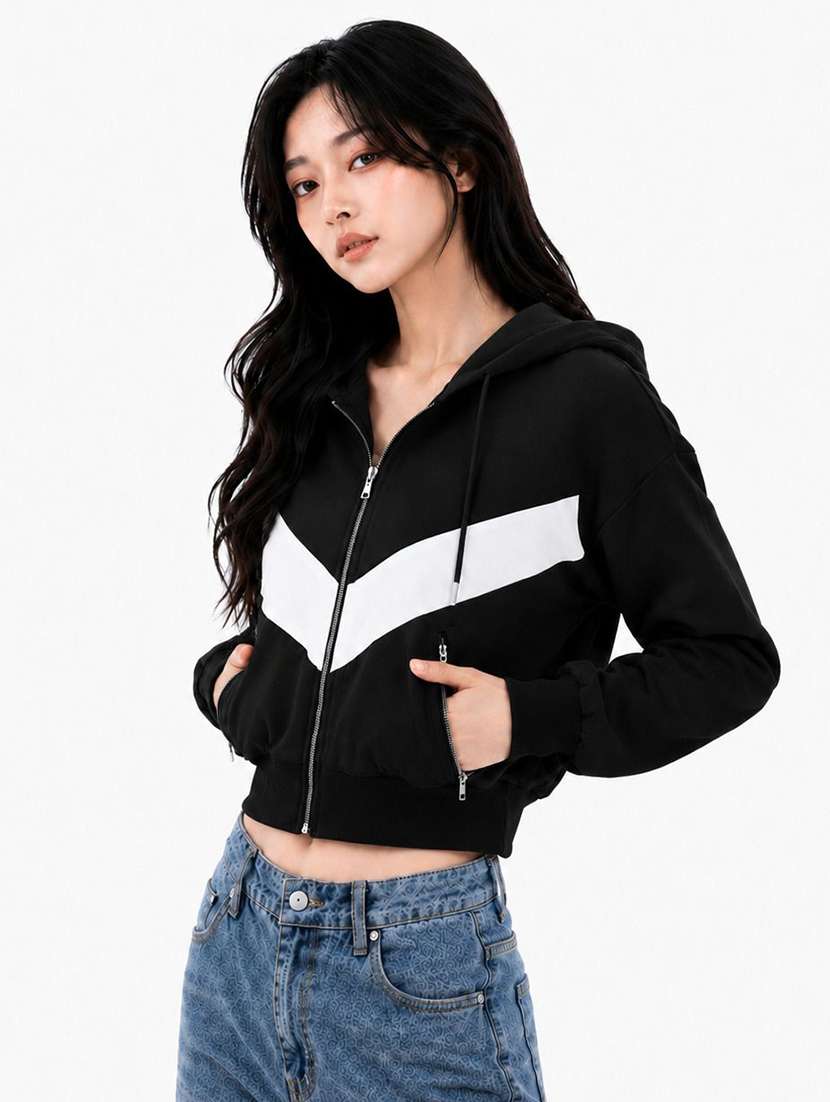 Women Color Block Long Sleeve Windcheater Jacket - 22734977 -  Standard Image - 1