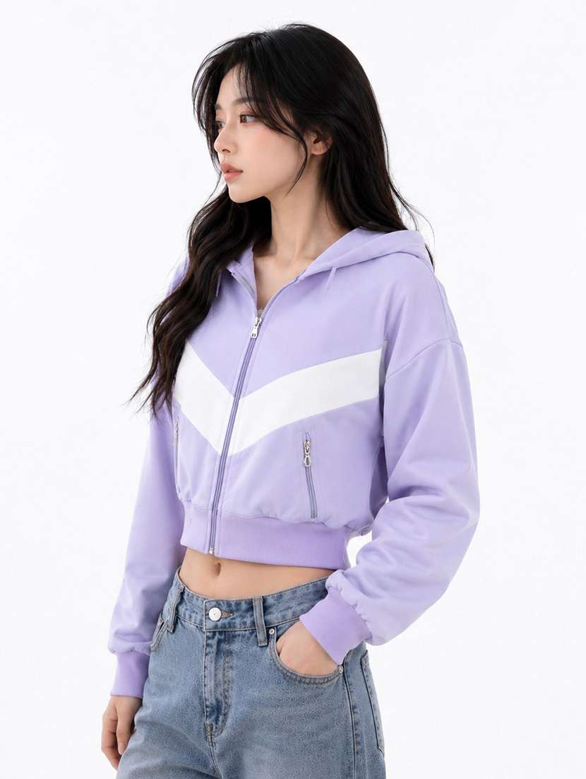 Women Color Block Long Sleeve Windcheater Jacket - 22734978 -  Standard Image - 1