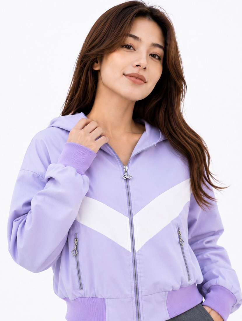 Women Color Block Long Sleeve Windcheater Jacket - 22734978 -  Standard Image - 4