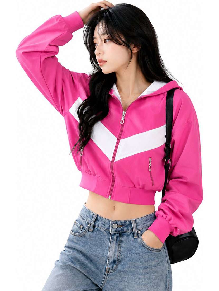 Women Color Block Long Sleeve Windcheater Jacket - 22734979 -  Standard Image - 1