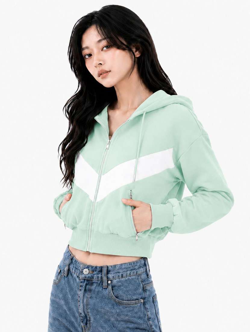 Women Color Block Long Sleeve Windcheater Jacket - 22734980 -  Standard Image - 1