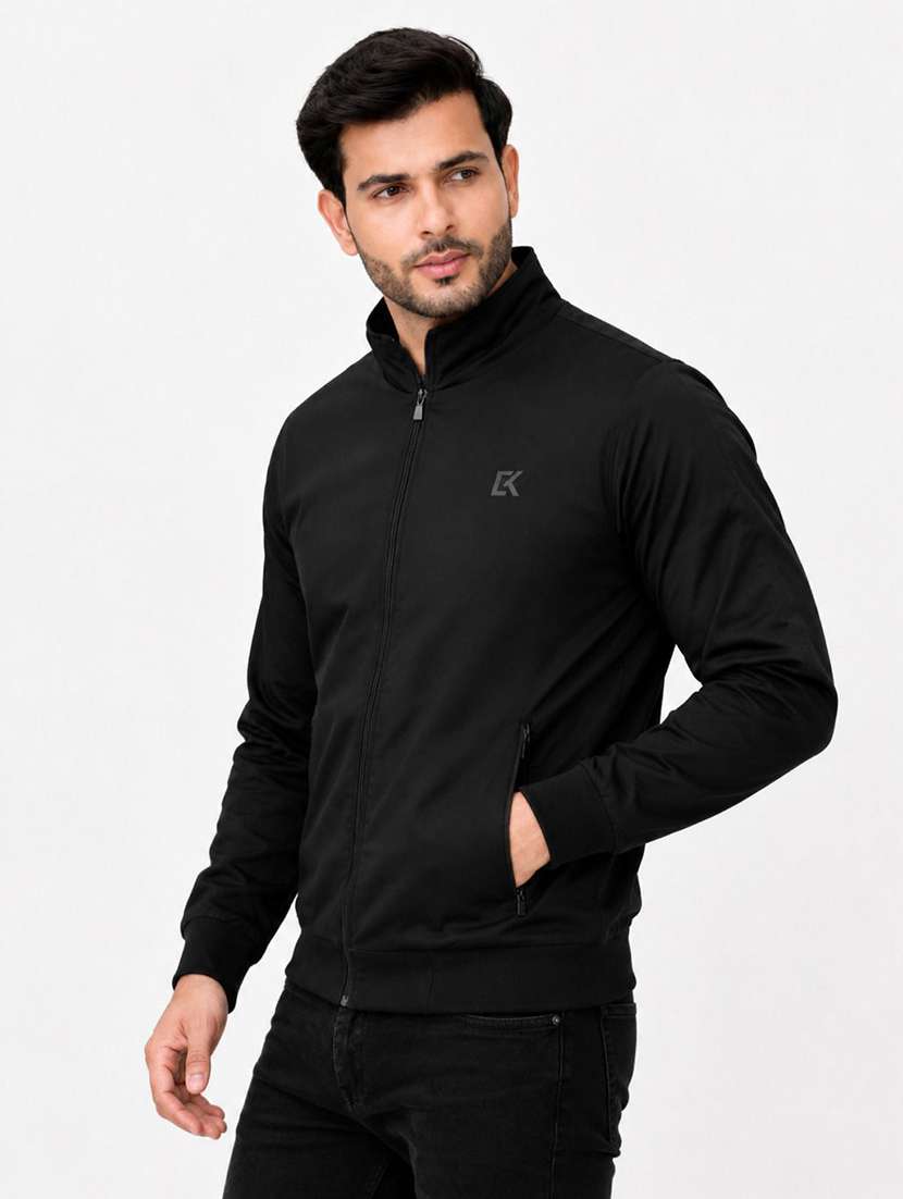 Men Solid Long Sleeve Windcheater Bomber Jacket - 22734983 -  Standard Image - 1