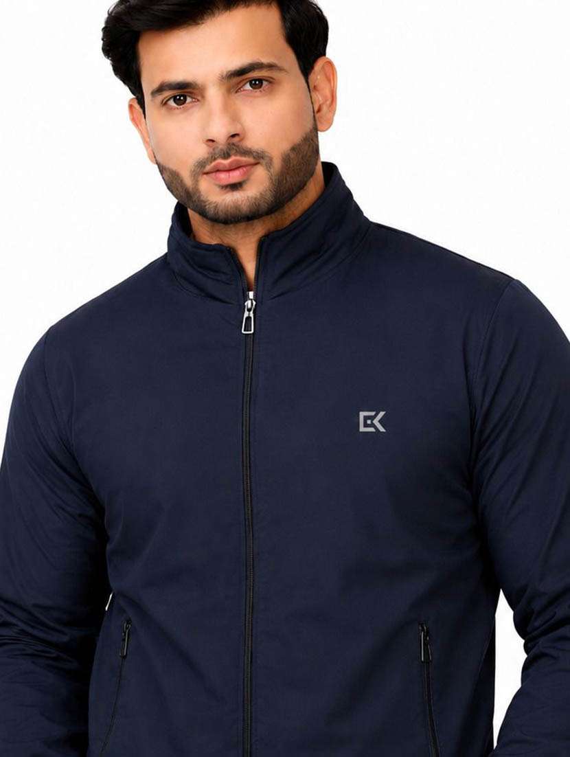 Men Solid Long Sleeve Windcheater Bomber Jacket - 22734986 -  Standard Image - 1