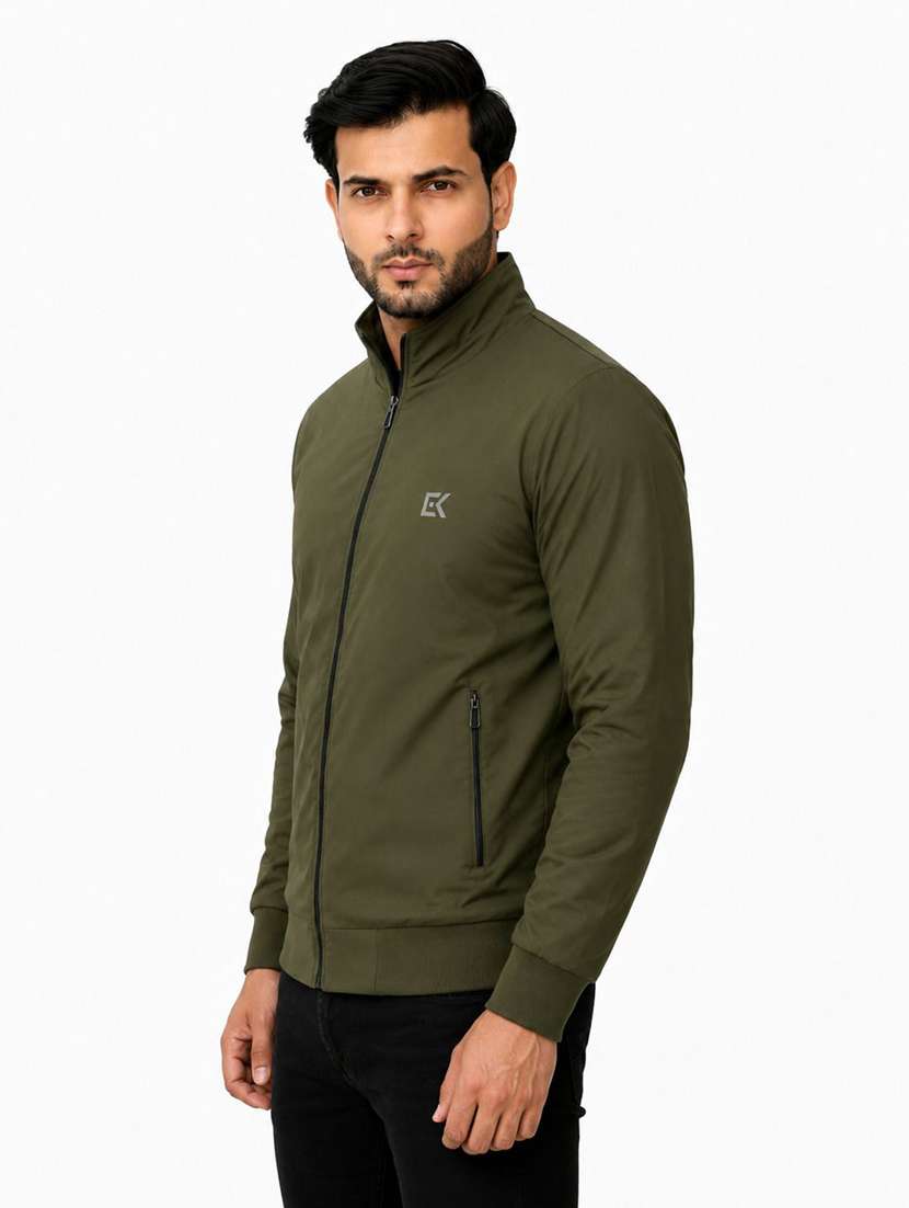 Men Solid Long Sleeve Windcheater Bomber Jacket - 22734988 -  Standard Image - 1