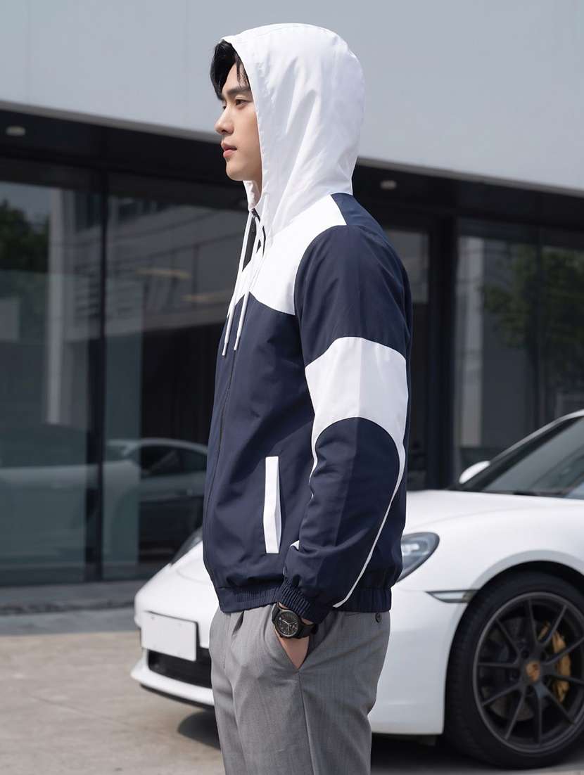 Men Color Block Long Sleeve Lightweight Bomber Jacket - 22735085 -  Standard Image - 1