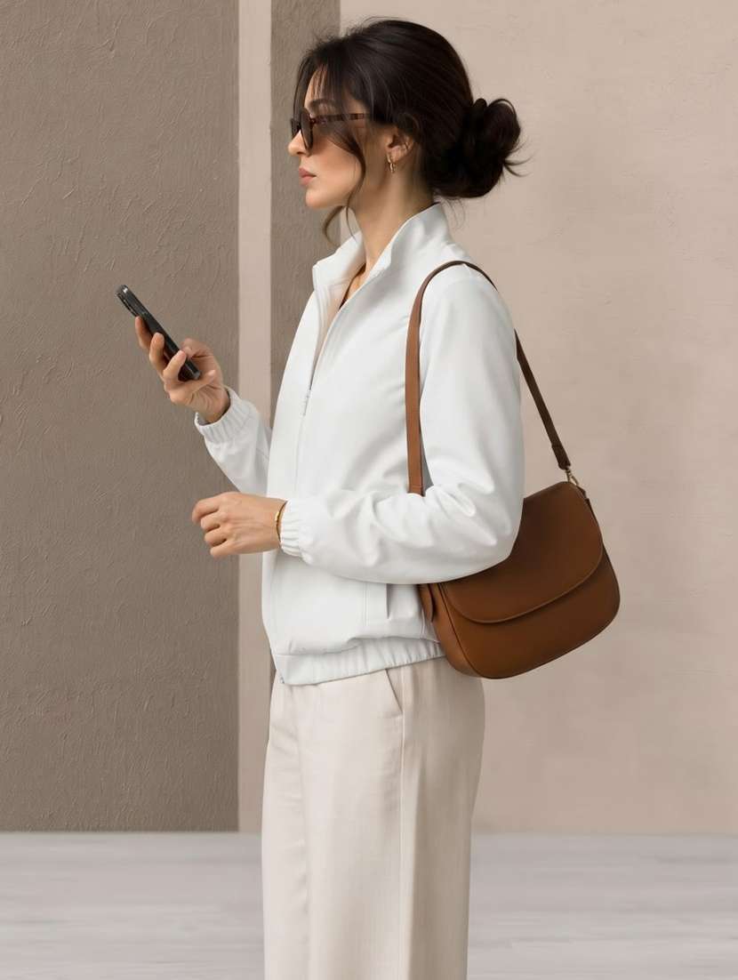 Women Solid Long Sleeve Bomber Jacket - 22735118 -  Standard Image - 1