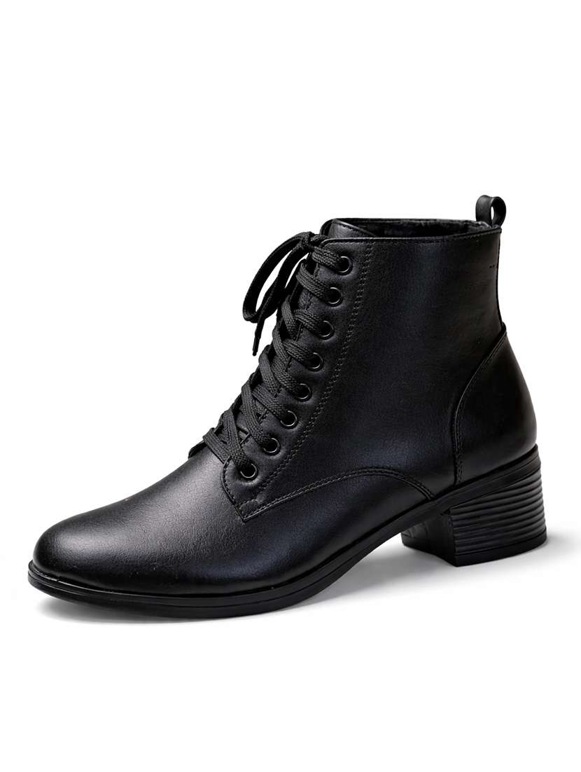 women solid lace up ankle boots