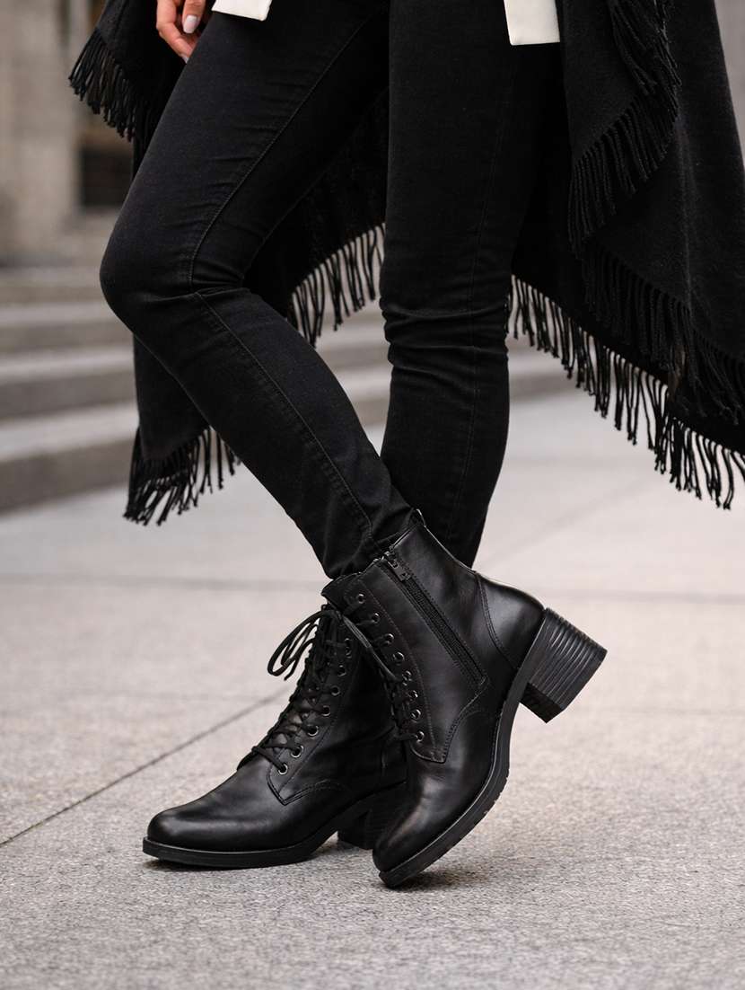 Women Solid Lace Up Ankle Boots - 22735177 -  Standard Image - 4