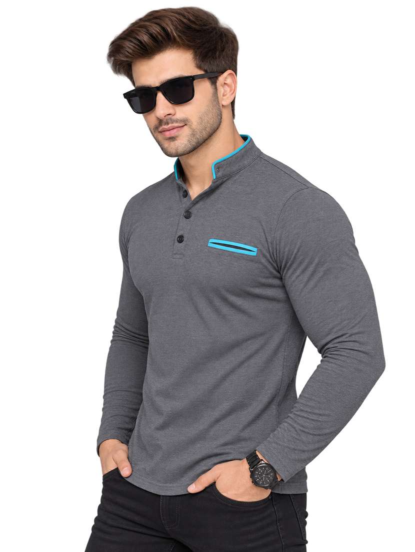 Men Solid Long Sleeve Slim Fit T- Shirt - 22735366 -  Standard Image - 1