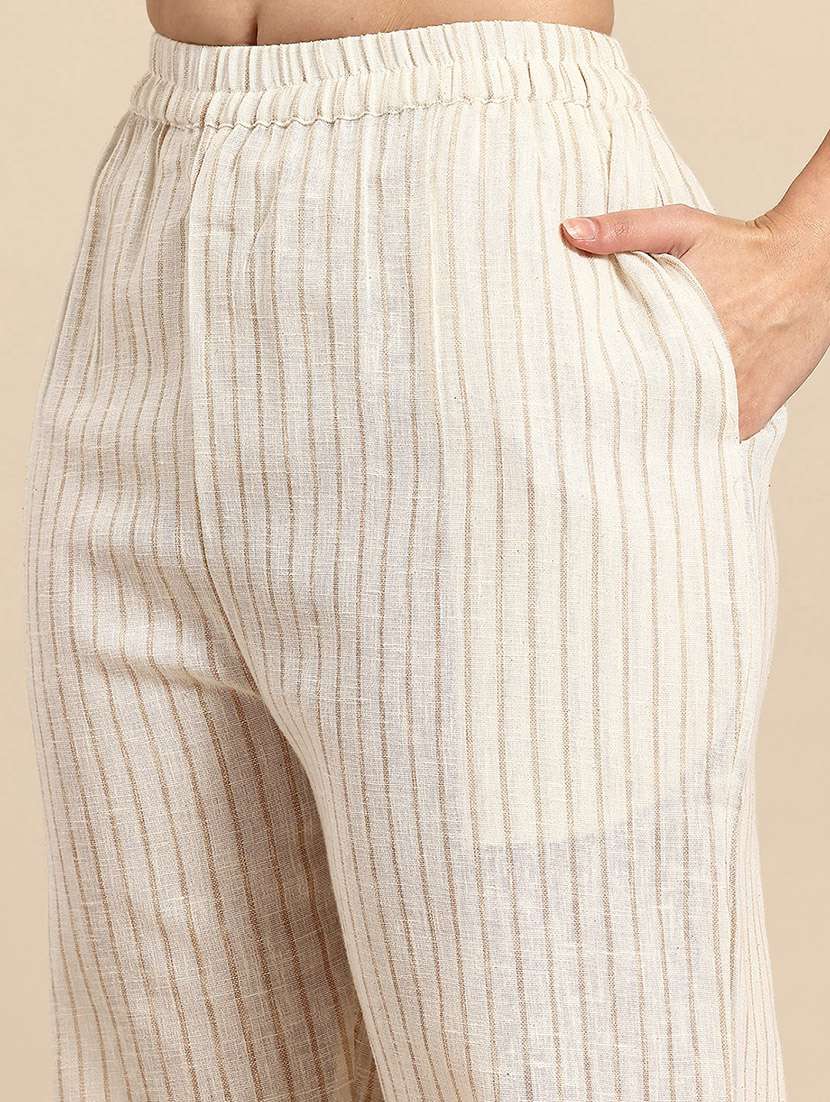 Women Striped Long Sleeves Shirt And Trouser Co-ord Set - 22735387 -  Standard Image - 4