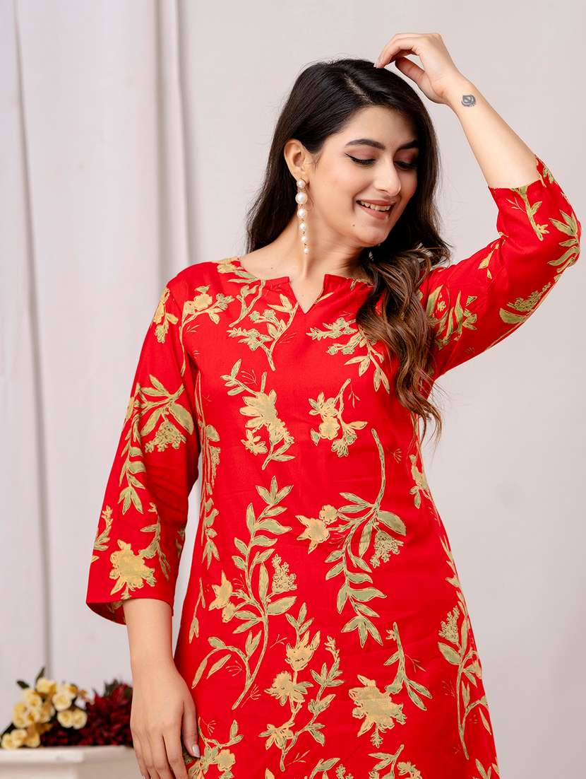 Women Printed Three Quarter Sleeves Ethnic Co-ord Set - 22735389 -  Standard Image - 1