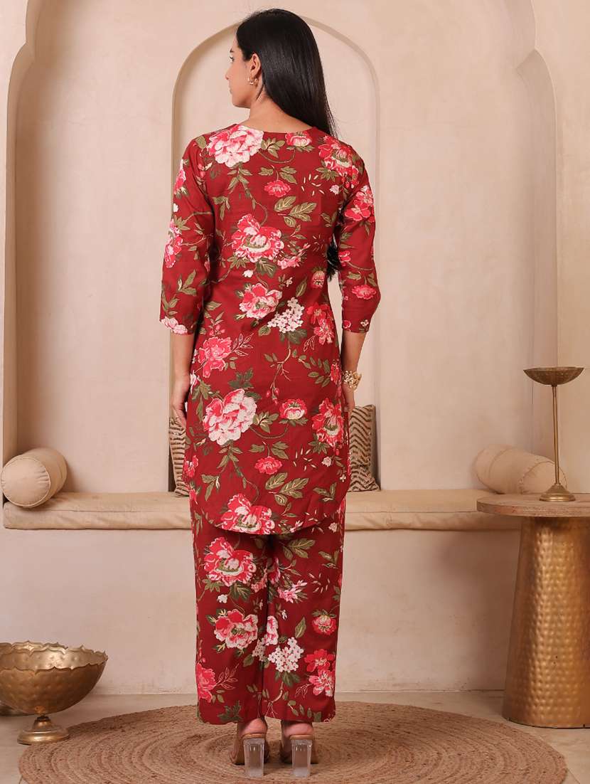 Women Printed Three Quarter Sleeves Ethnic Co-ord Set - 22735397 -  Standard Image - 4