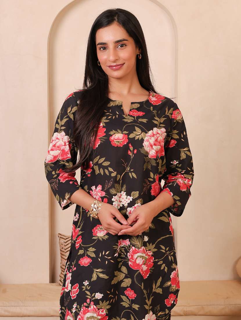Women Printed Three Quarter Sleeves Ethnic Co-ord Set - 22735404 -  Standard Image - 1