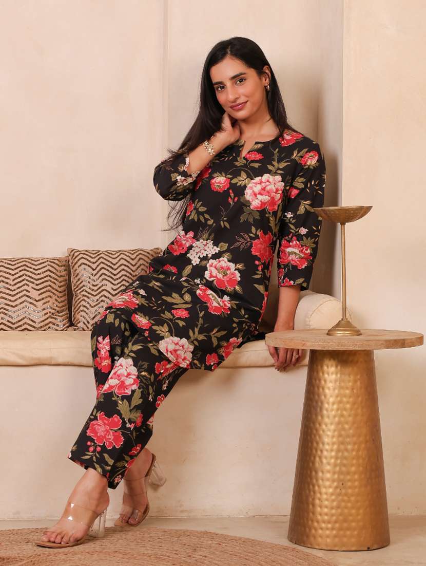 Women Printed Three Quarter Sleeves Ethnic Co-ord Set - 22735404 -  Standard Image - 6