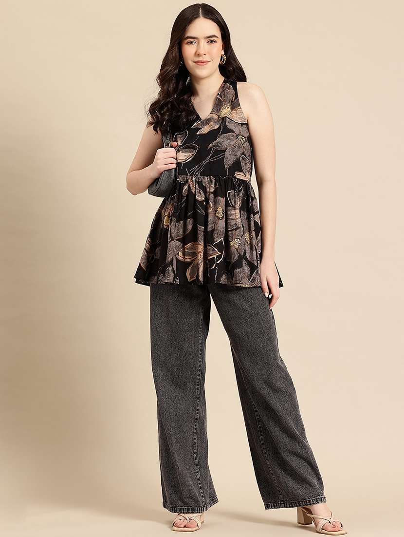 Women Printed Sleeveless Flared Kurti - 22735405 -  Standard Image - 4