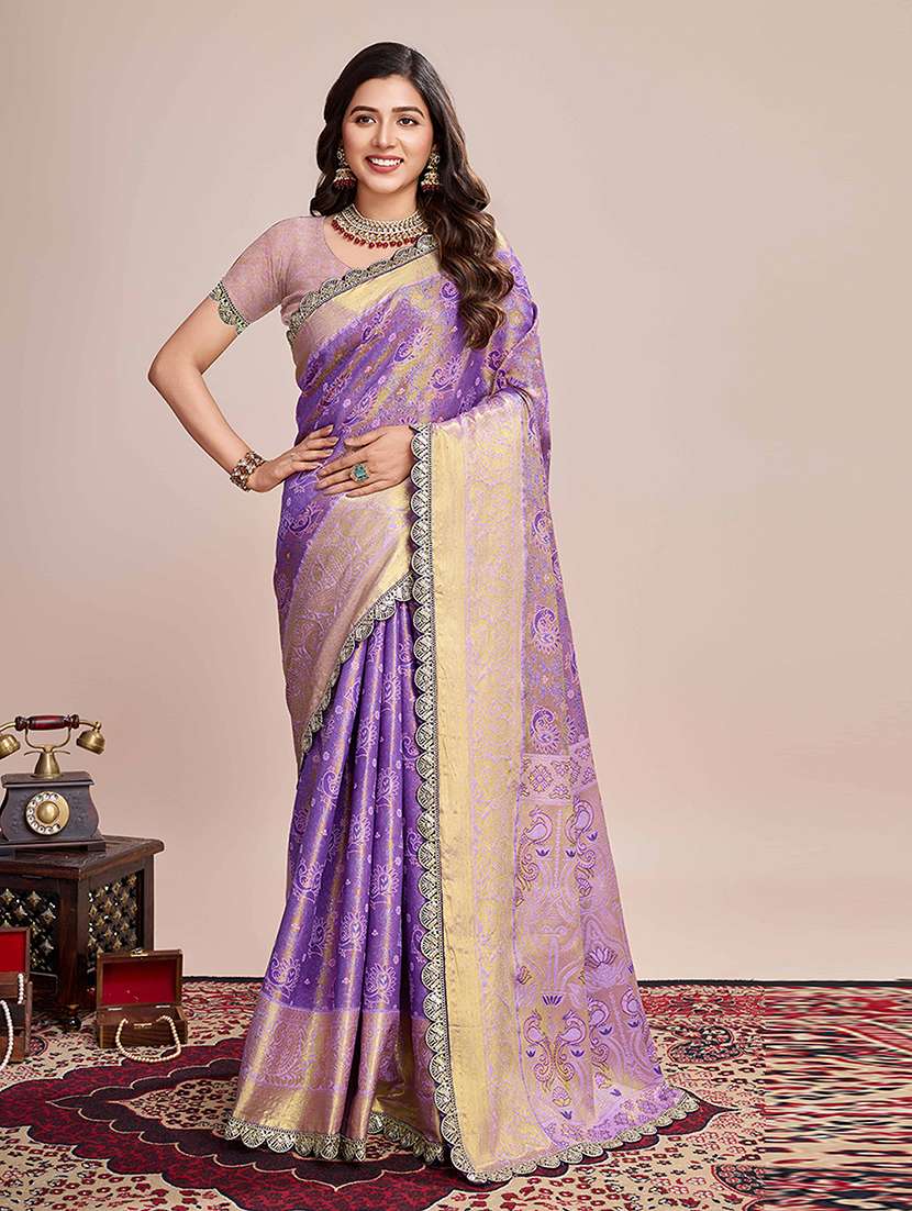 Women Self Design Kanjivaram Saree With Blouse - 22735739 -  Standard Image - 4