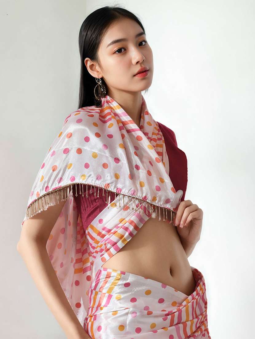 Women Geometric Printed Ready To Wear Saree With Blouse - 22736879 -  Standard Image - 1