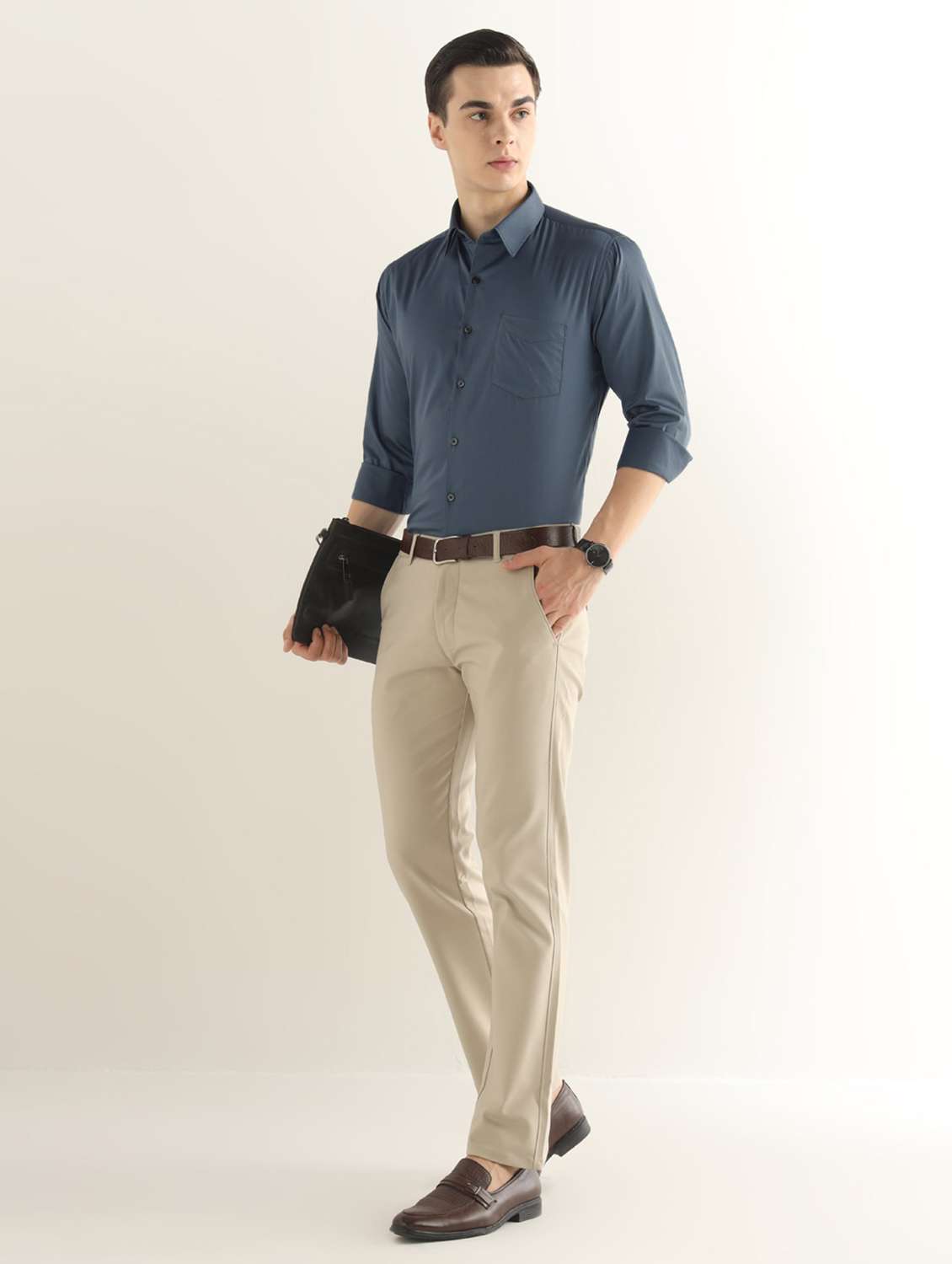 Men Solid Long Sleeve Slim Fit Formal Shirt - 22737614 -  Standard Image - 4