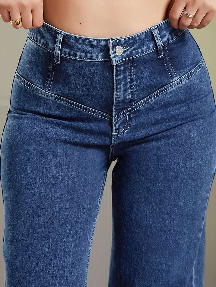 Women Solid High Rise Wide Leg Jeans - 22737733 -  Standard Image - 1
