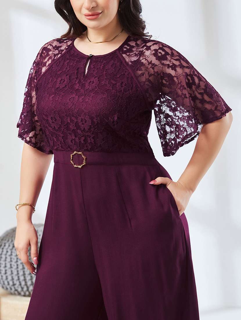 Women Self Design Short Sleeves Full Leg Jumpsuit - 22738176 -  Standard Image - 1