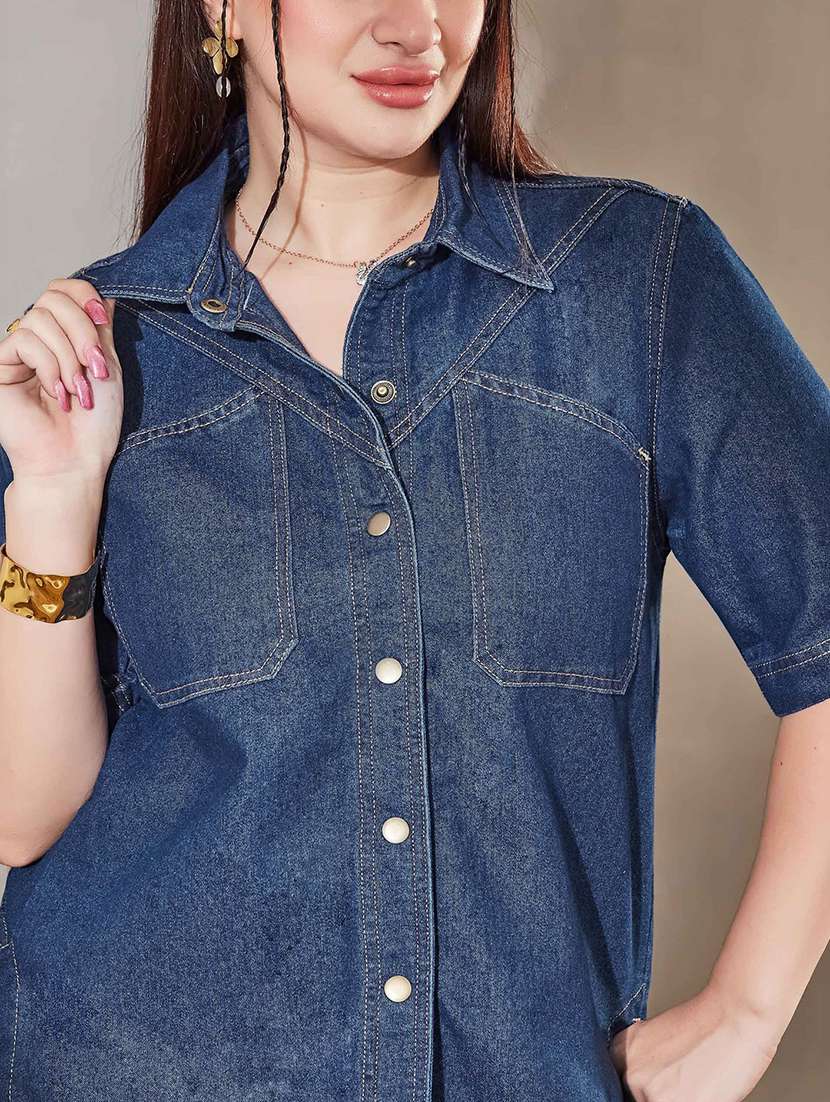 Women Solid Short Sleeves Regular Shirt - 22738217 -  Standard Image - 1