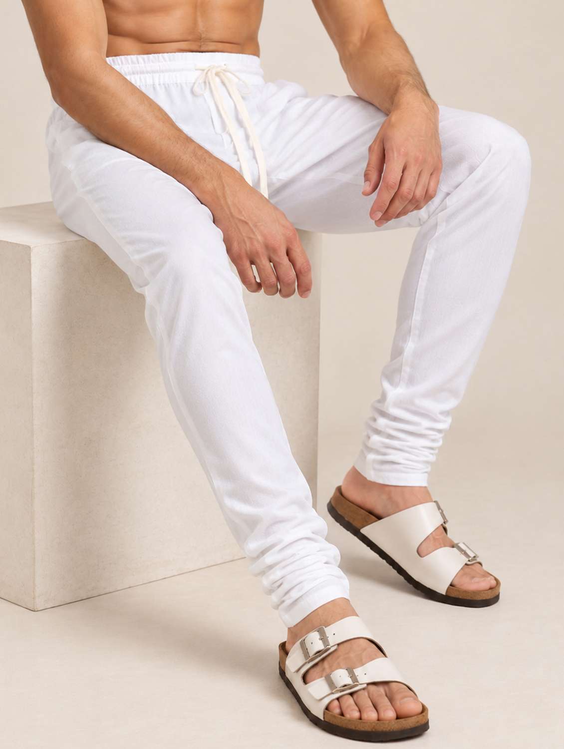 Men Solid Mid Rise Ethnic Bottom Wear Churidar Pyjama - 22738615 -  Standard Image - 4
