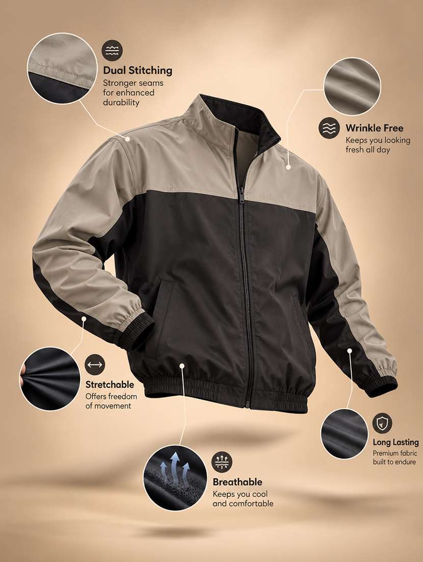 Men Color Block Long Sleeve Windheater Bomber Jacket - 22740404 -  Standard Image - 4
