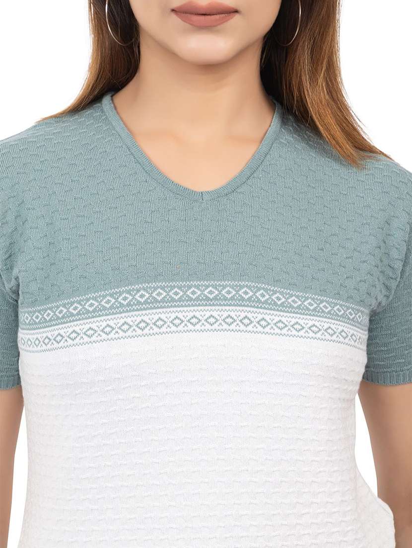 Women Colourblocked Short Sleeves Regular T-shirt - 22740418 -  Standard Image - 1