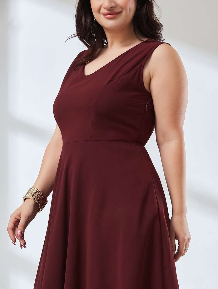 Women Solid Sleeveless High Low Dress - 22740986 -  Standard Image - 1