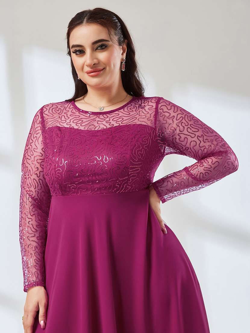 Women Embroidered Long Sleeves Fit And Flare Gown - 22741005 -  Standard Image - 1