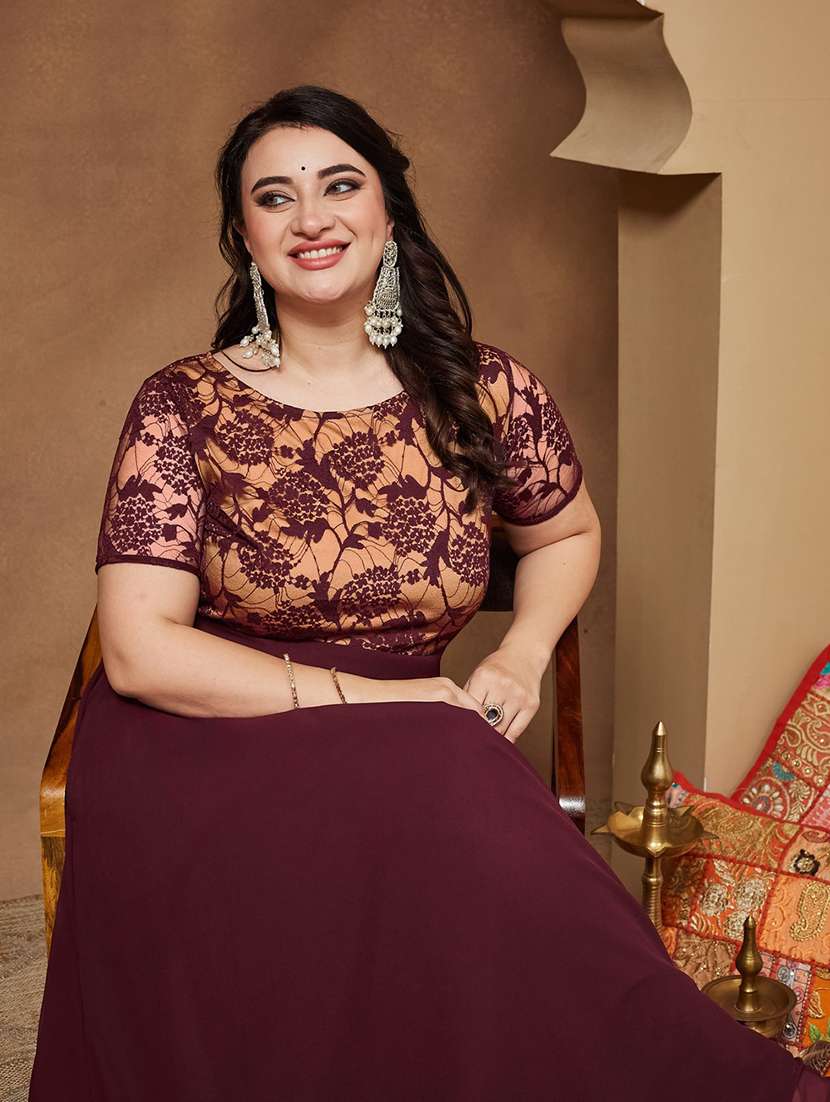 Women Self Design Short Sleeves Fir And Flare Dress - 22741102 -  Standard Image - 1