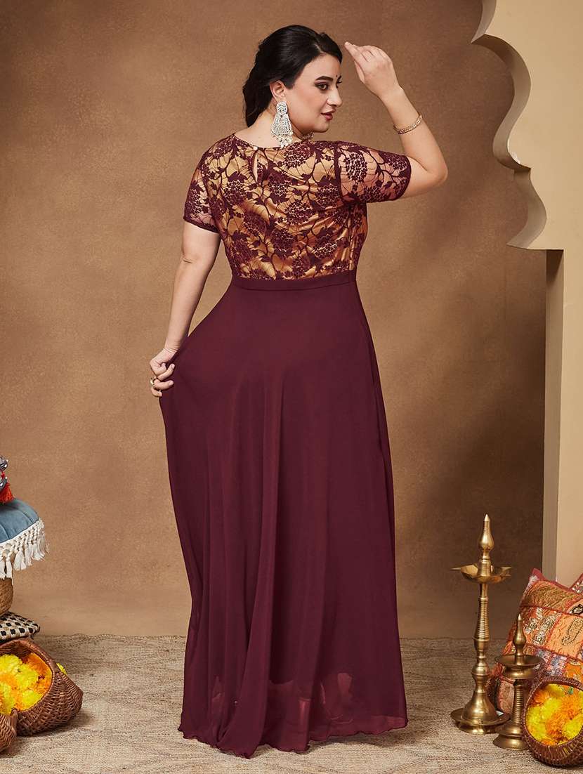 Women Self Design Short Sleeves Fir And Flare Dress - 22741102 -  Standard Image - 4